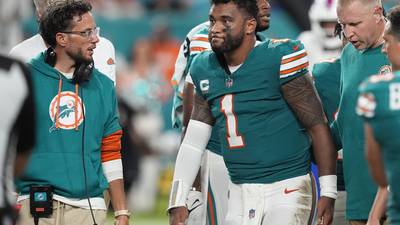 Tua Tagovailoa sustains concussion after hitting head on turf in Dolphins' loss to Bills