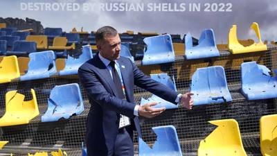 Ukraine displays destroyed stadium stand in Munich in reminder of war ahead of Euro 2024 opener
